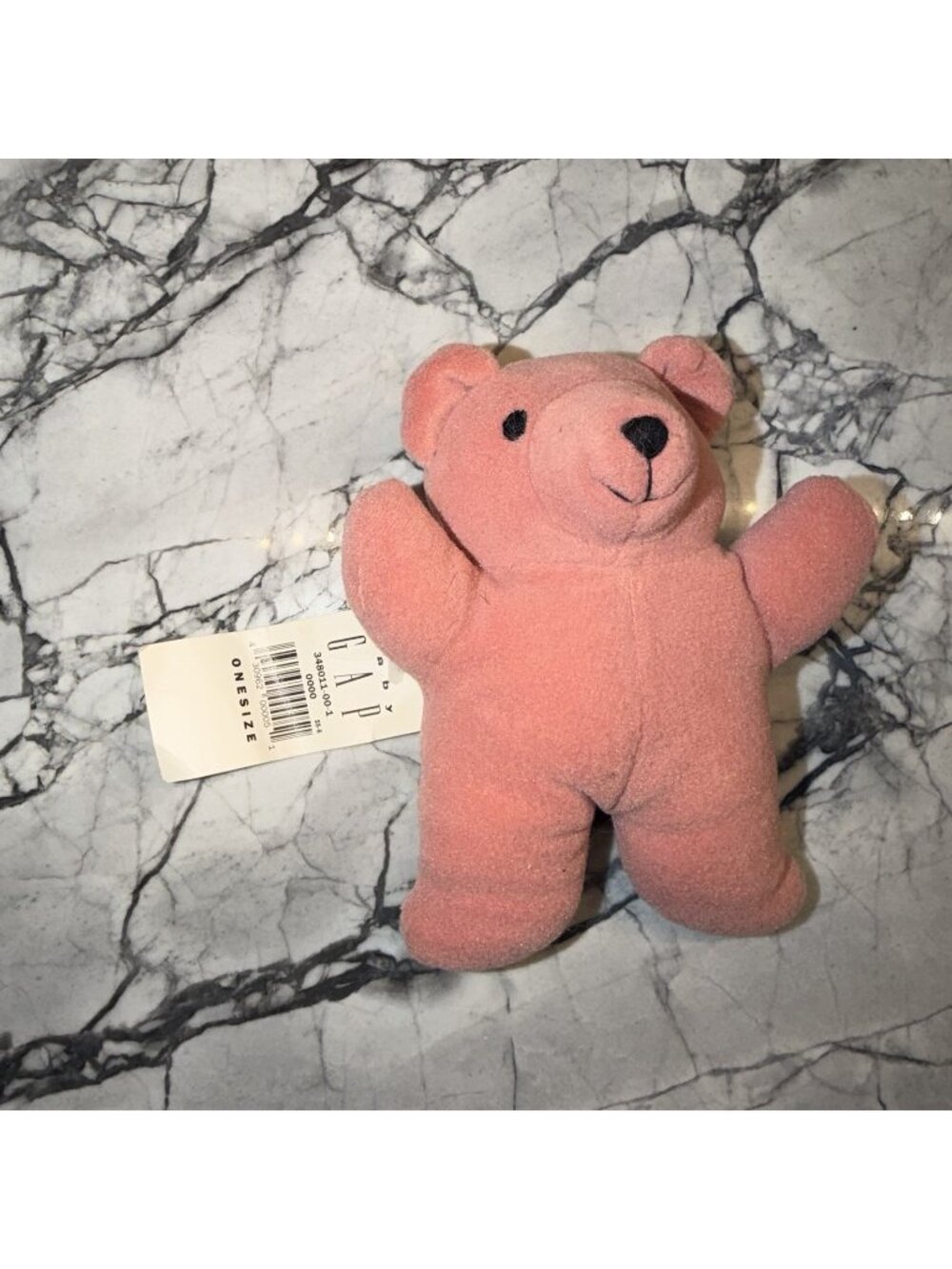 Baby GAP Dark Pink Teddy Bear Plush Rattle Stuffed NEW
